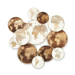 Décoration murale Blanc Marron Bois de manguier Mappemonde 76 x 70 x 5 cm Bigbuy