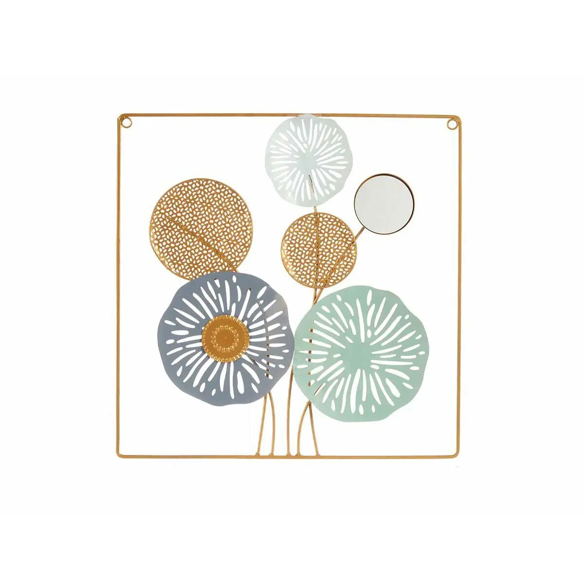 Décoration murale Multicouleur Fleurs Miroir Métal Verre 45 x 45 x 2 cm (4 Unités) Mamm