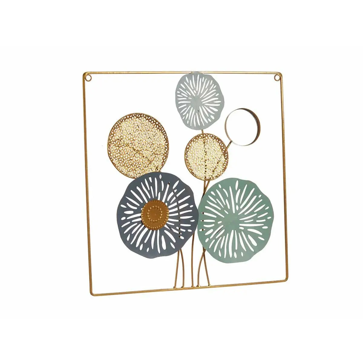Décoration murale Multicouleur Fleurs Miroir Métal Verre 45 x 45 x 2 cm (4 Unités) Mamm