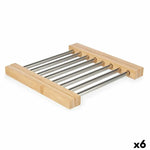 Dessous de plat Argenté Métal Bambou 36,4 x 2,2 x 21,3 cm (6 Unités) Mamm