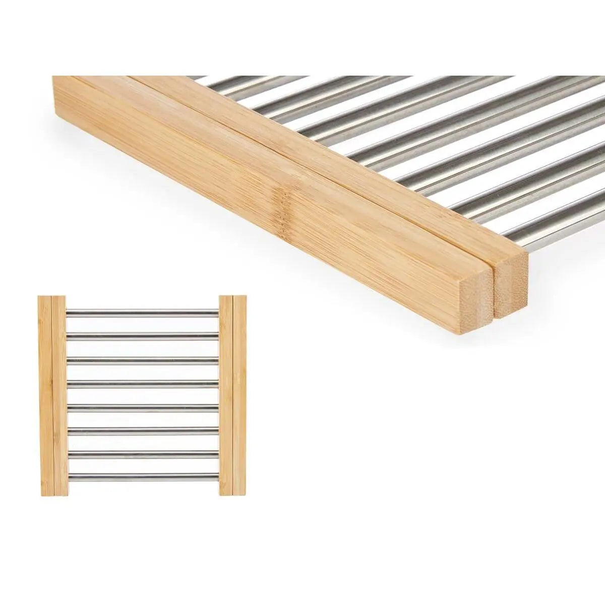 Dessous de plat Argenté Métal Bambou 36,4 x 2,2 x 21,3 cm (6 Unités) Mamm