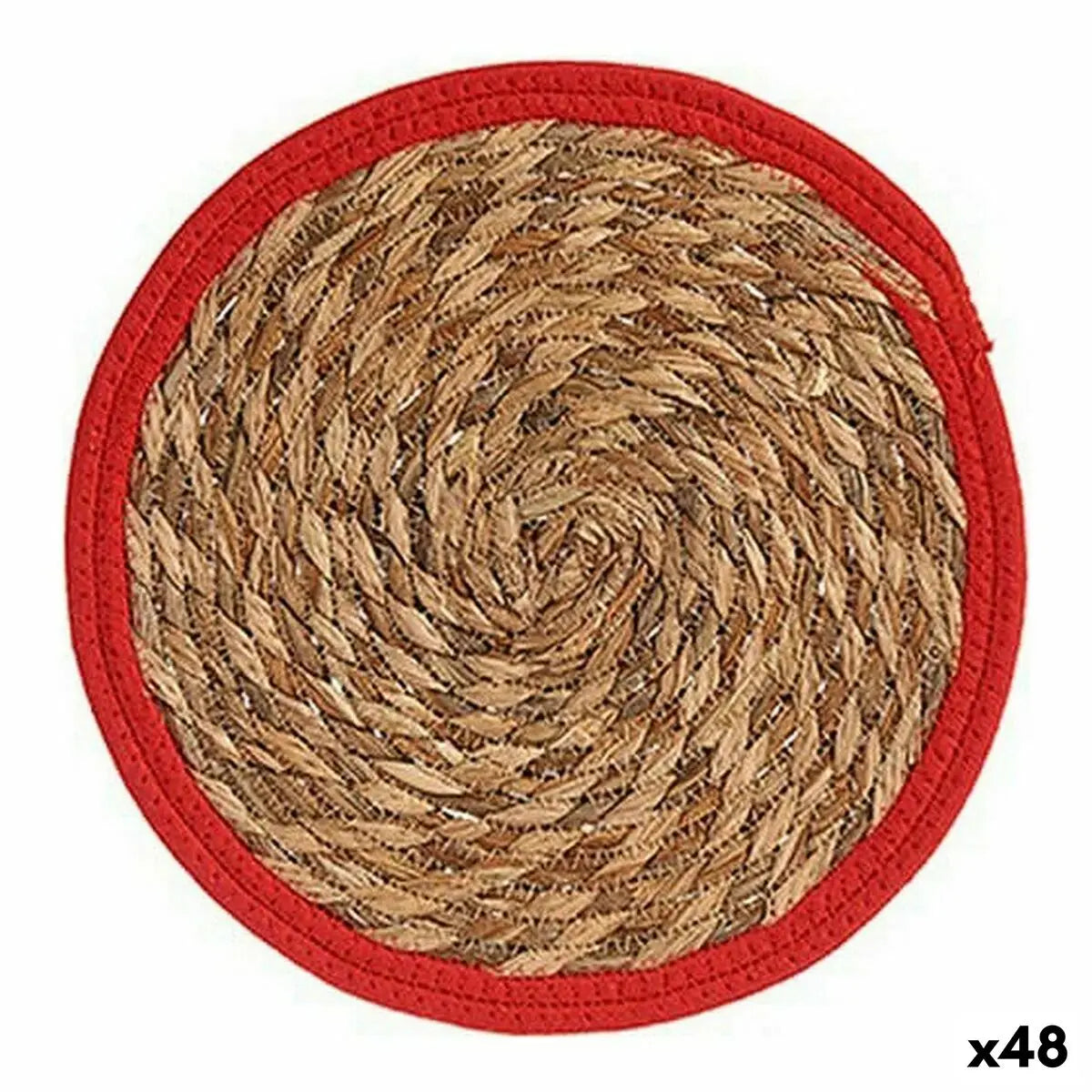 Dessous de plat Naturel Rouge Fibre naturelle (30 x 1 x 30 cm) (48 Unités) Mamm