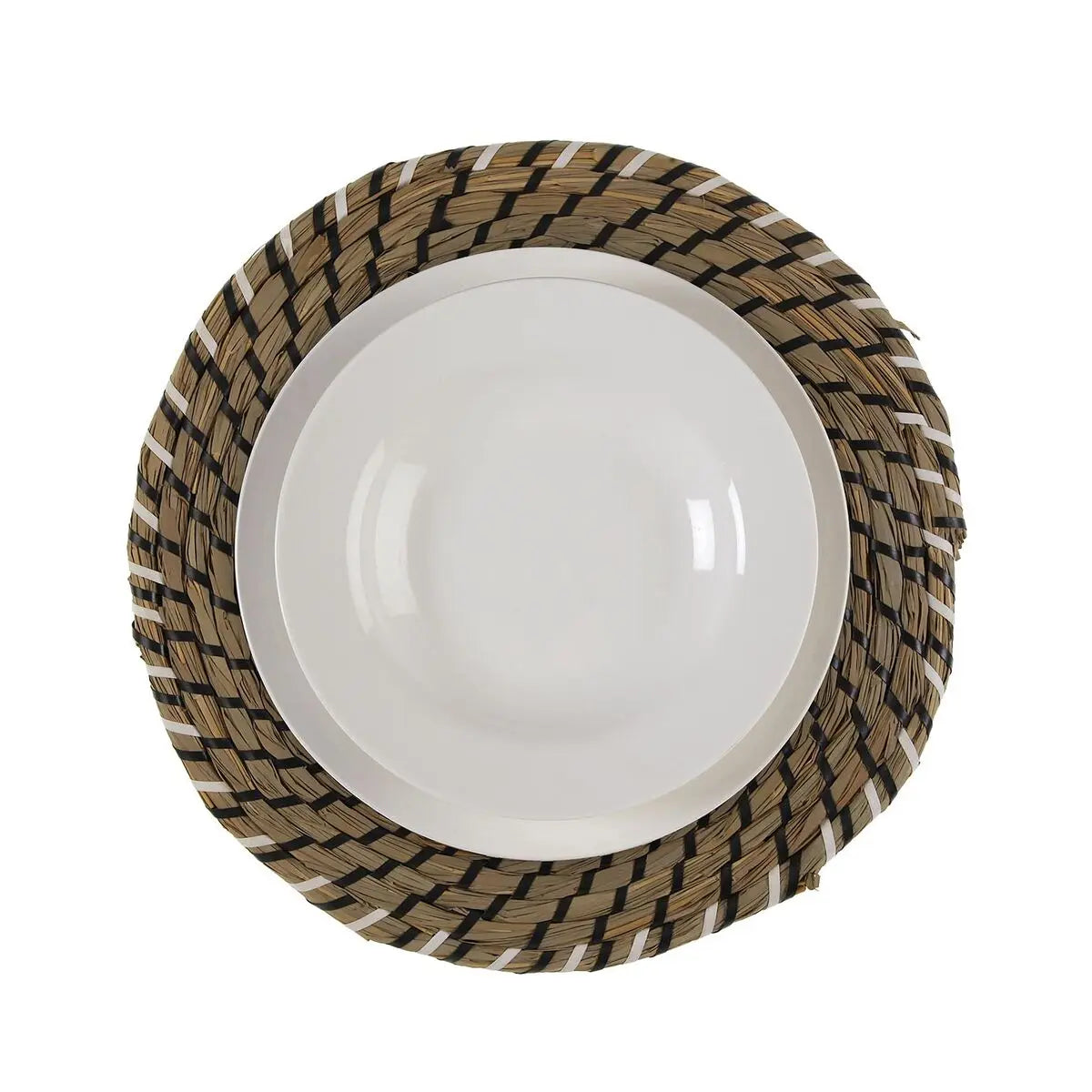 Dessous de plat Versa Blanc Noir Textile Jacinthe d'eau 38 cm Mamm