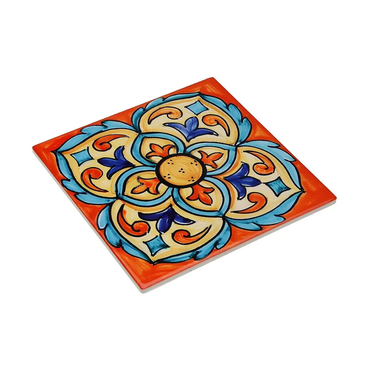 Dessous de plat Versa Bleu Orange Liège Céramique Carrelage 20 X 0,6 X 20 CM Mamm