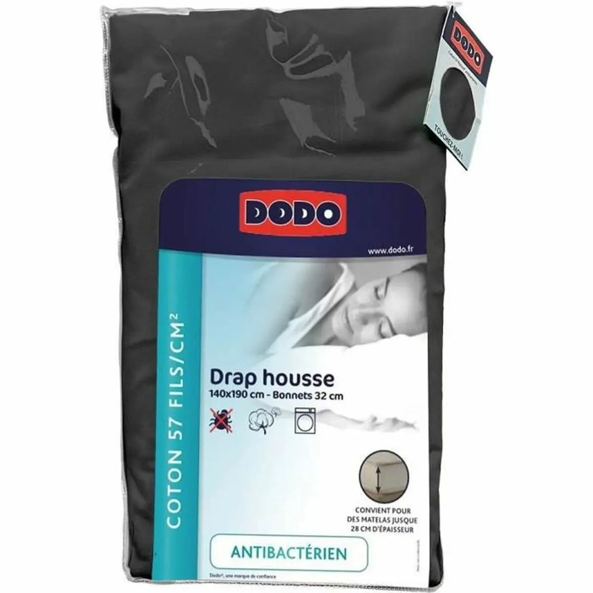 Drap housse DODO 140 x 190 cm Anthracite Bigbuy