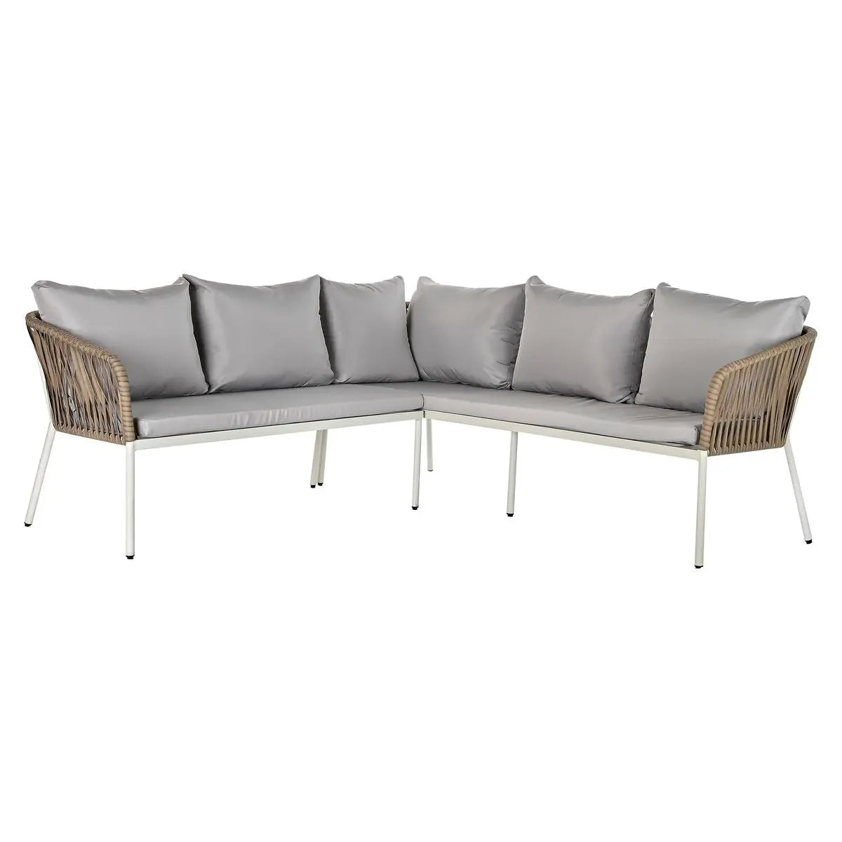Ensemble Canapé + Table DKD Home Decor Verre rotin synthétique Acier (190 x 190 x 70 cm) Bigbuy