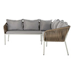Ensemble Canapé + Table DKD Home Decor Verre rotin synthétique Acier (190 x 190 x 70 cm) Bigbuy