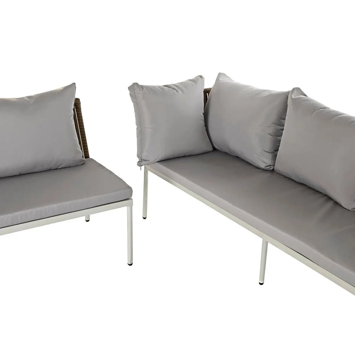 Ensemble Canapé + Table DKD Home Decor Verre rotin synthétique Acier (190 x 190 x 70 cm) Bigbuy