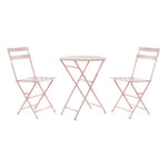 Ensemble Table + 2 Chaises DKD Home Decor MB-177410 Rose Métal 60 x 60 x 75 cm (3 pcs) Bigbuy