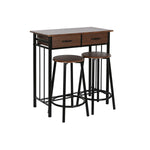 Ensemble Table + 2 Chaises DKD Home Decor Marron Noir Métal Bois MDF 80 x 50 x 84 cm Bigbuy