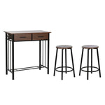 Ensemble Table + 2 Chaises DKD Home Decor Marron Noir Métal Bois MDF 80 x 50 x 84 cm Bigbuy