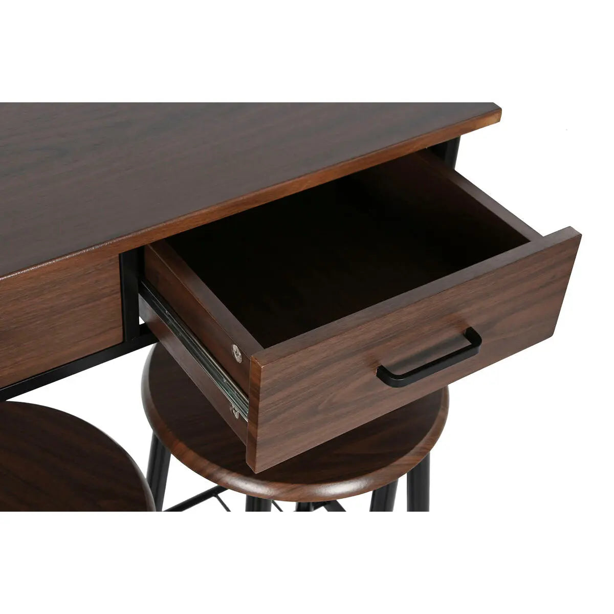 Ensemble Table + 2 Chaises DKD Home Decor Marron Noir Métal Bois MDF 80 x 50 x 84 cm Bigbuy