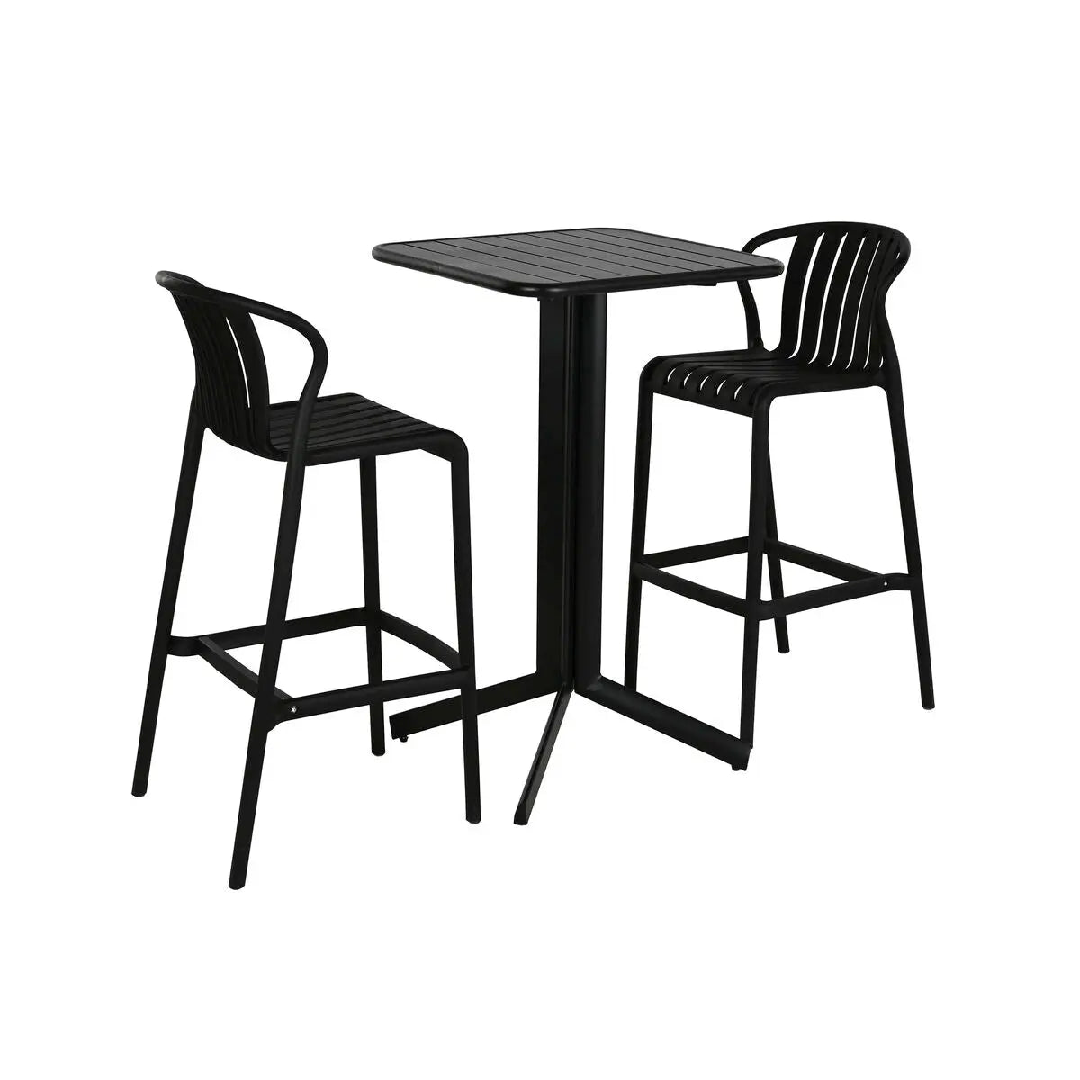 Ensemble Table + 2 Chaises Home ESPRIT Noir Métal polypropylène 60 x 60 x 102 cm Mamm