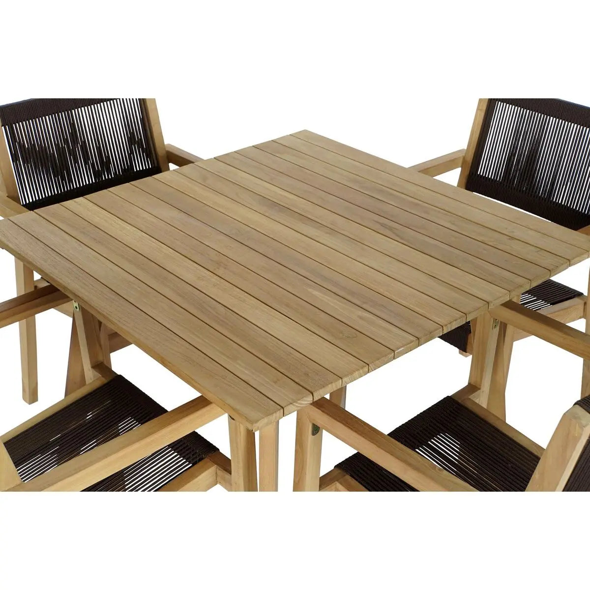 Ensemble Table + 4 Chaises DKD Home Decor 90 x 90 x 75 cm Teck Corde Mamm