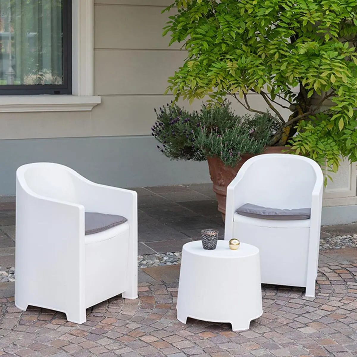 Ensemble Table avec 2 Sièges IPAE Progarden Luna sluc06bg Blanc Jardin (3 Pièces) Bigbuy