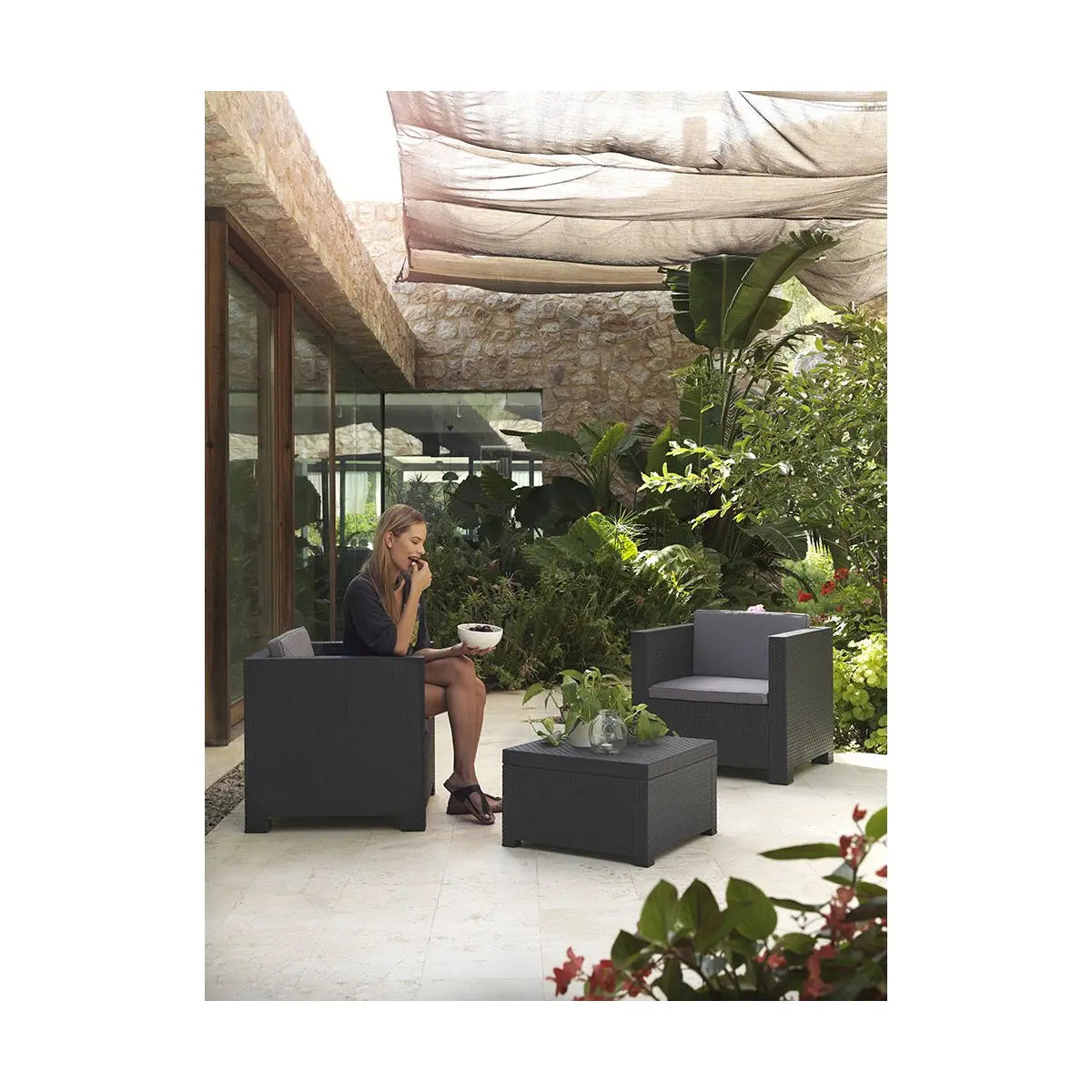Ensemble Table avec 2 Sièges SP Berner Diva tete grafit Bigbuy