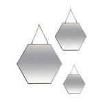 Ensemble de miroirs Atmosphera Hexagonal Doré Métal (3 Pièces) Mamm