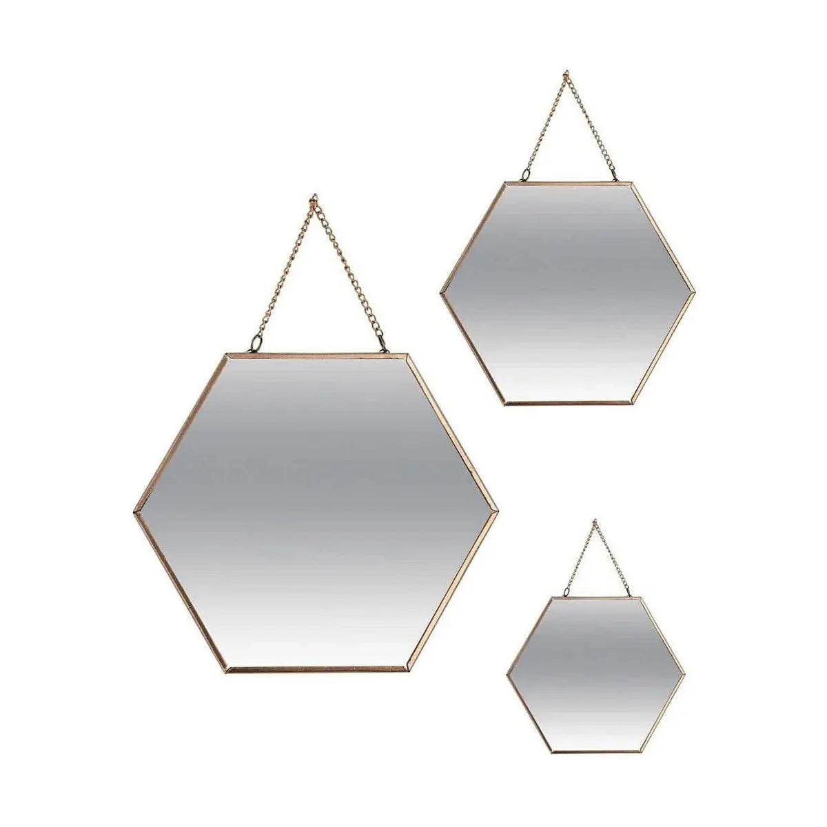 Ensemble de miroirs Atmosphera Hexagonal Doré Métal (3 Pièces) Mamm