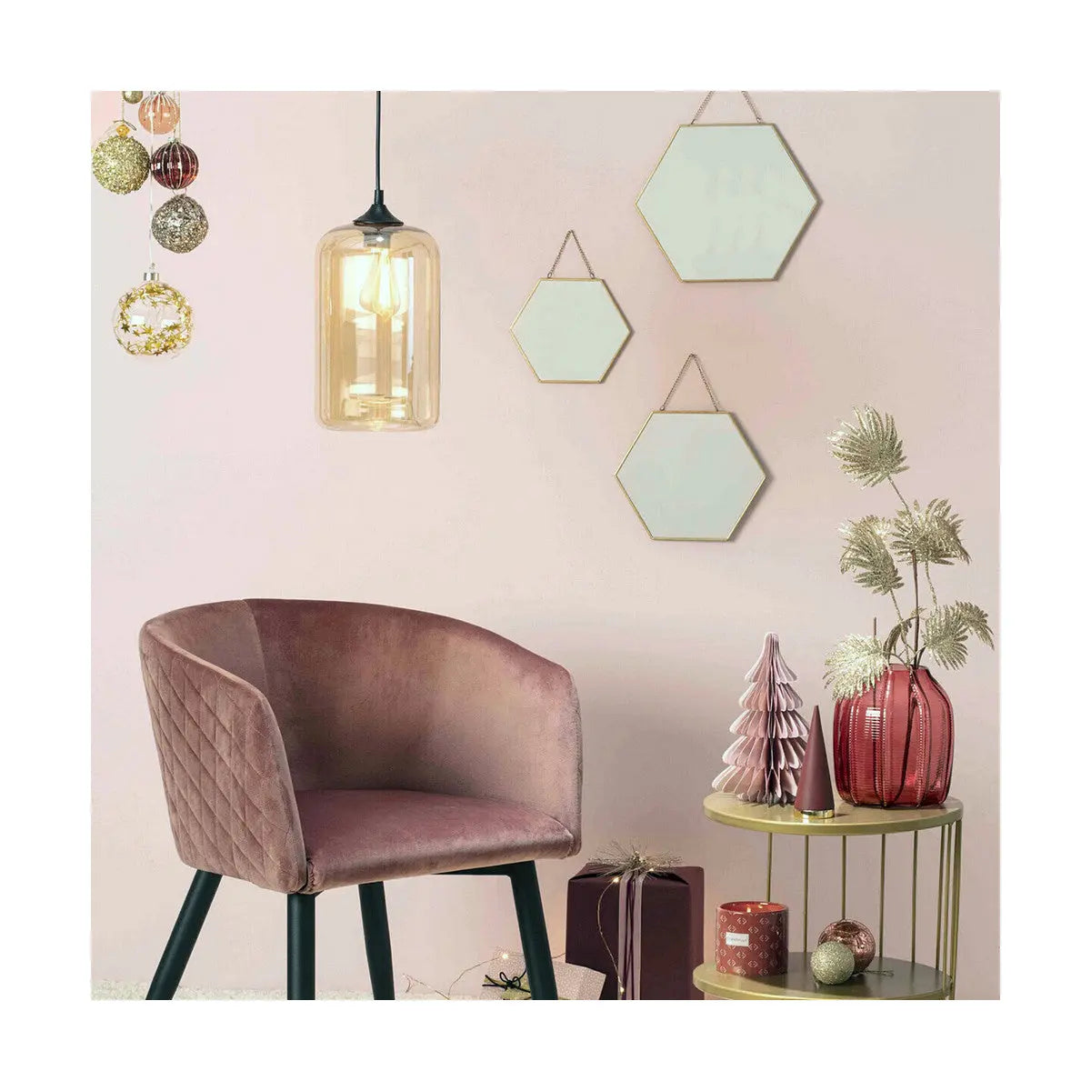 Ensemble de miroirs Atmosphera Hexagonal Doré Métal (3 Pièces) Mamm