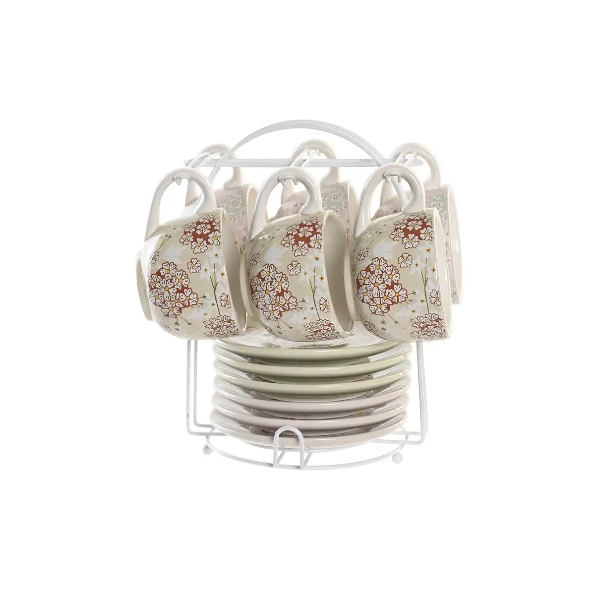 Ensemble de tasses à café DKD Home Decor Beige Métal Vert Dolomite (180 ml) (6 Pièces) Mamm
