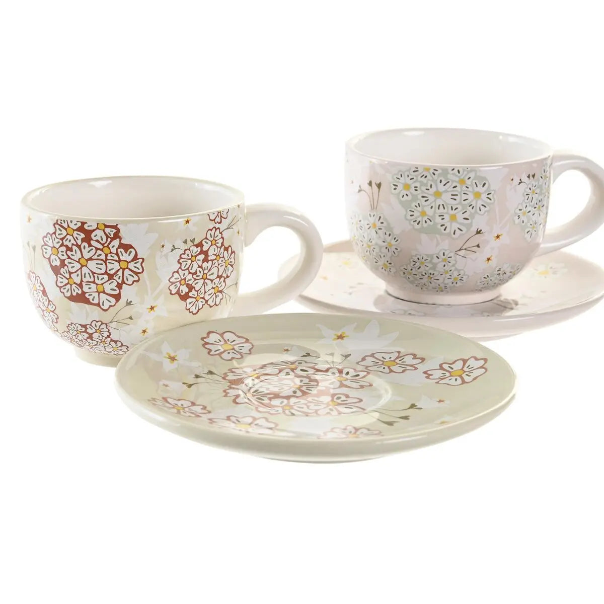 Ensemble de tasses à café DKD Home Decor Beige Métal Vert Dolomite (180 ml) (6 Pièces) Mamm