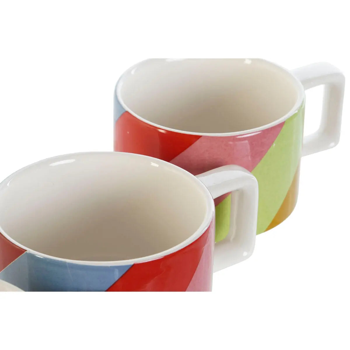 Ensemble de tasses à café DKD Home Decor Blanc Multicouleur Marron Clair Métal Bambou 260 ml Mamm