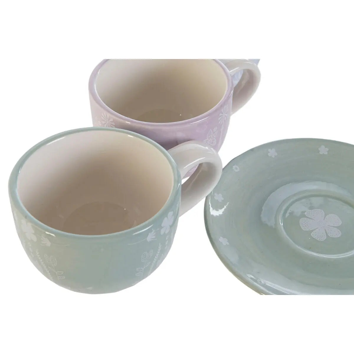 Ensemble de tasses à café DKD Home Decor Bleu Blanc Vert Lila Métal 180 ml Mamm