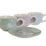 Ensemble de tasses à café DKD Home Decor Bleu Blanc Vert Lila Métal 180 ml Mamm