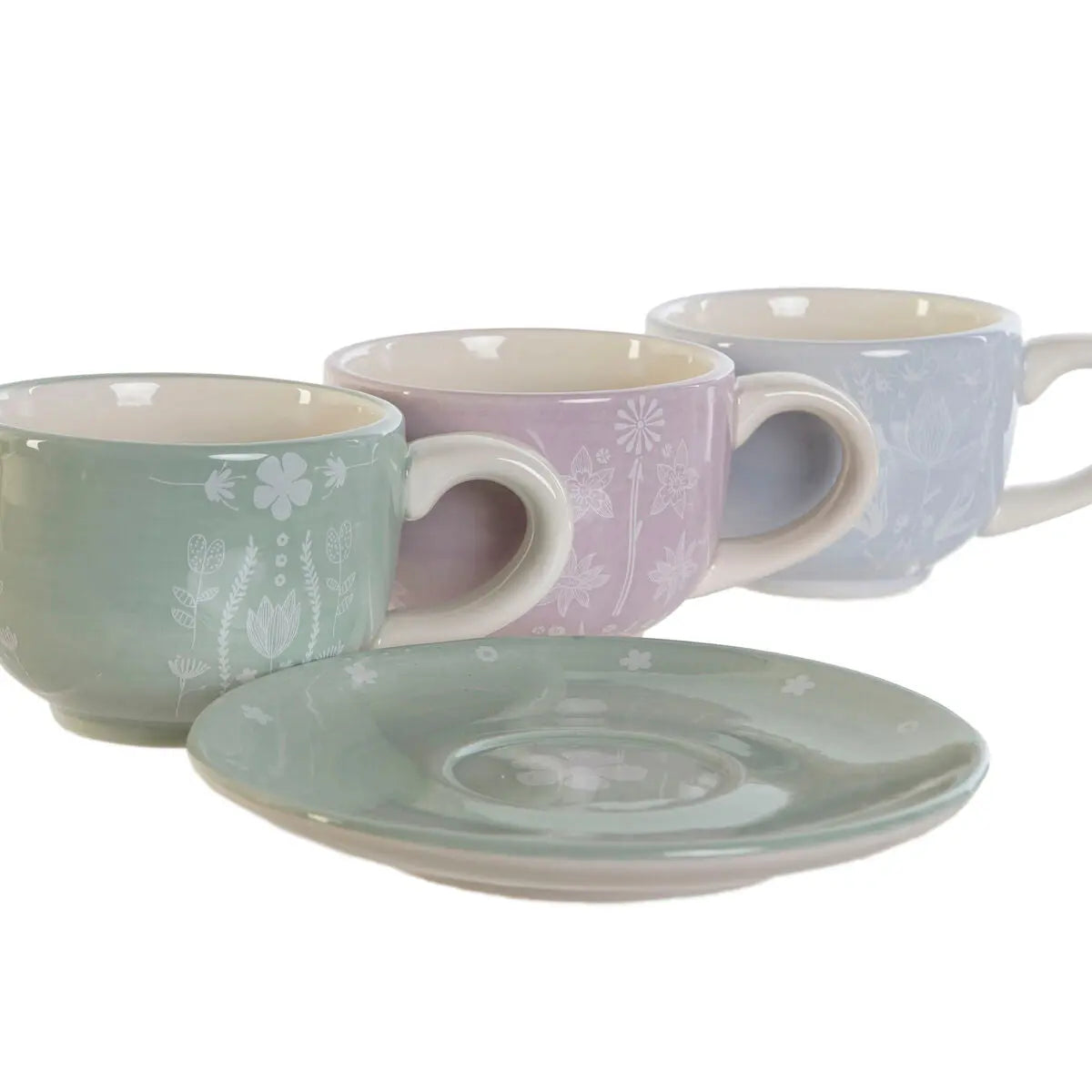 Ensemble de tasses à café DKD Home Decor Bleu Blanc Vert Lila Métal 180 ml Mamm