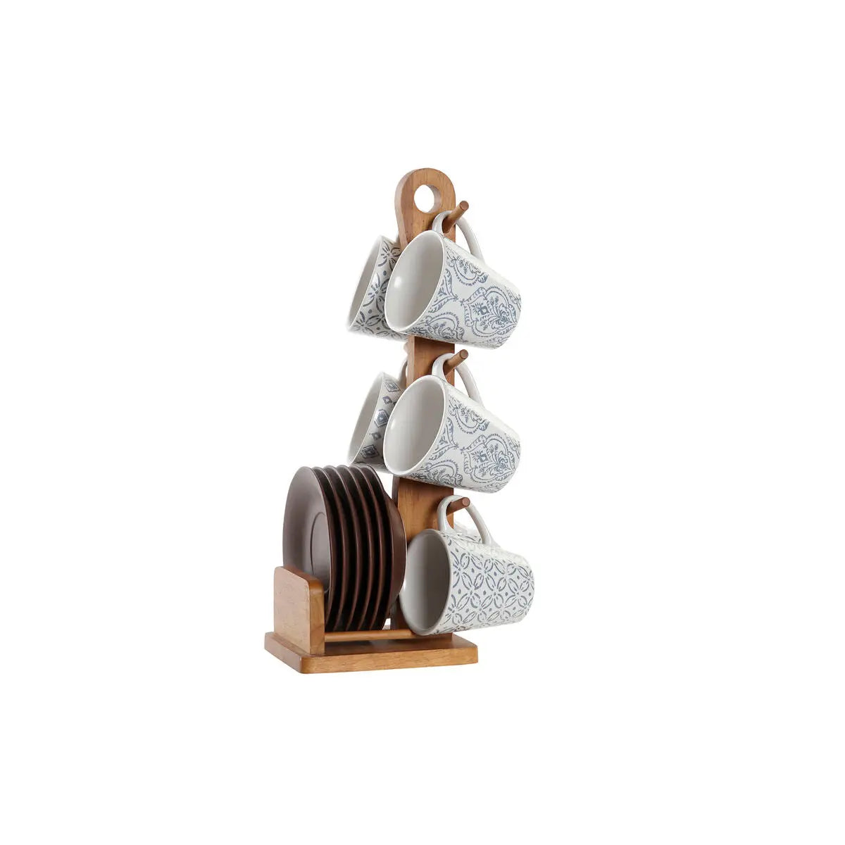Ensemble de tasses à café DKD Home Decor Bleu Marron Grès (150 ml) Mamm