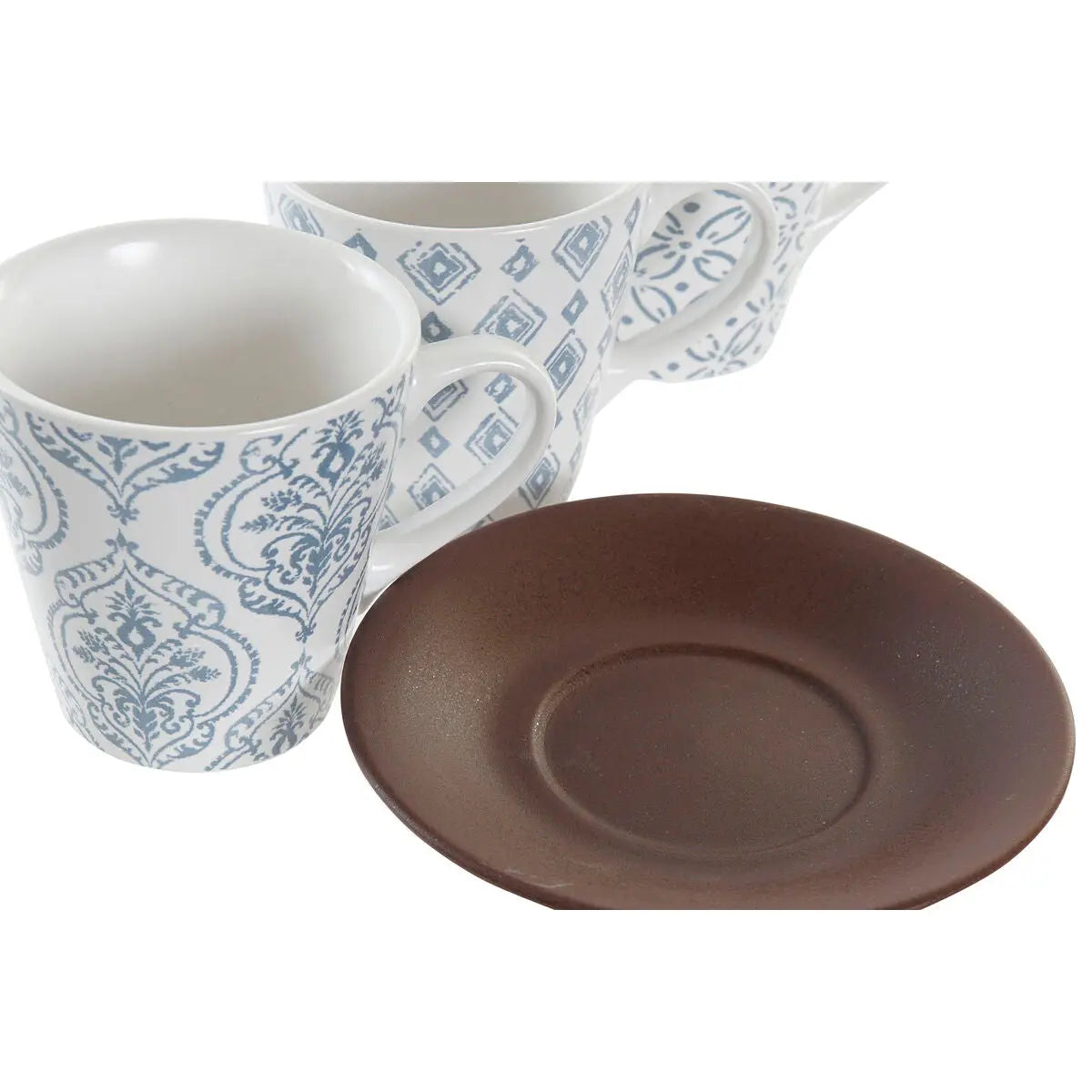 Ensemble de tasses à café DKD Home Decor Bleu Marron Grès (150 ml) Mamm
