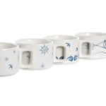 Ensemble de tasses à café DKD Home Decor Bleu Métal Blanc 260 ml 4 Pièces Dolomite Mamm