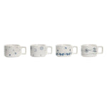 Ensemble de tasses à café DKD Home Decor Bleu Métal Blanc 260 ml 4 Pièces Dolomite Mamm