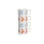 Ensemble de tasses à café DKD Home Decor Bleu Métal Fuchsia 260 ml 4 Pièces Dolomite Mamm
