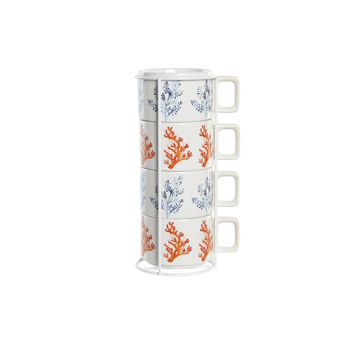 Ensemble de tasses à café DKD Home Decor Bleu Métal Fuchsia 260 ml 4 Pièces Dolomite Mamm