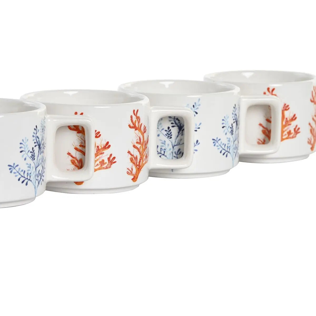 Ensemble de tasses à café DKD Home Decor Bleu Métal Fuchsia 260 ml 4 Pièces Dolomite Mamm
