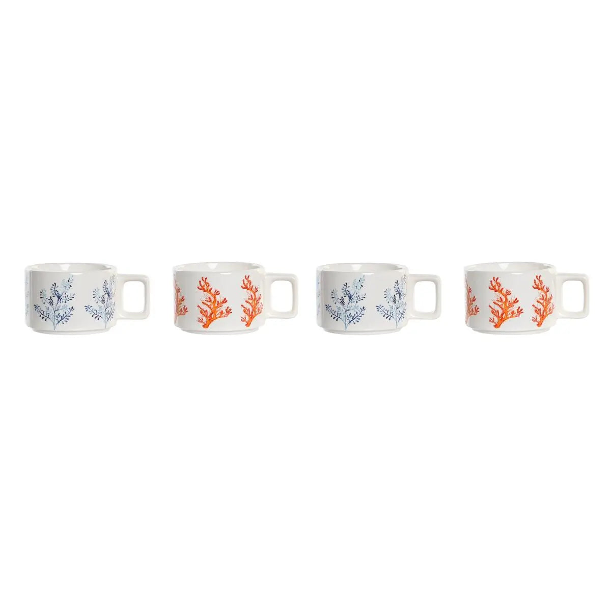 Ensemble de tasses à café DKD Home Decor Bleu Métal Fuchsia 260 ml 4 Pièces Dolomite Mamm