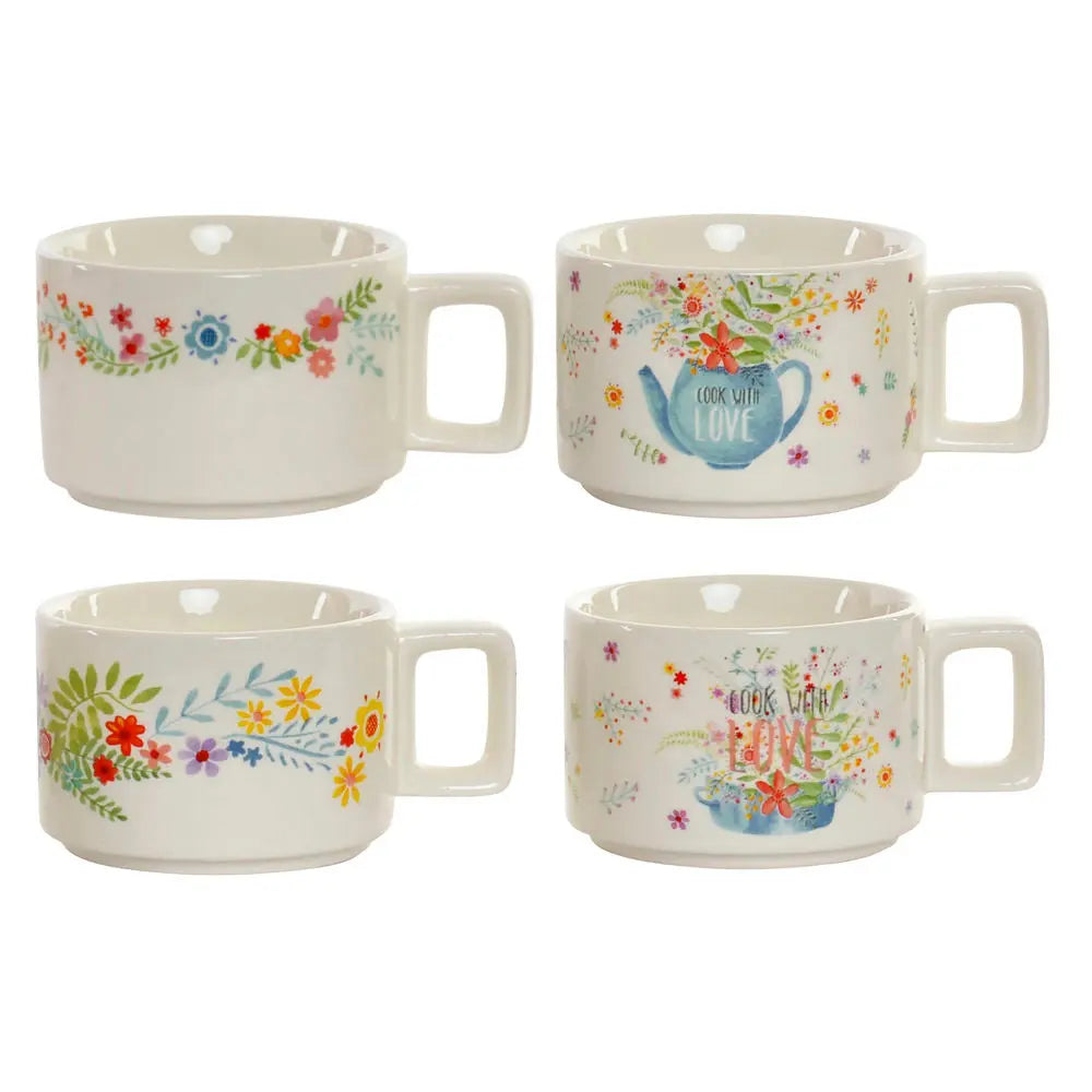 Ensemble de tasses à café DKD Home Decor Métal Bambou Dolomite (260 ml) (4 pcs) Mamm