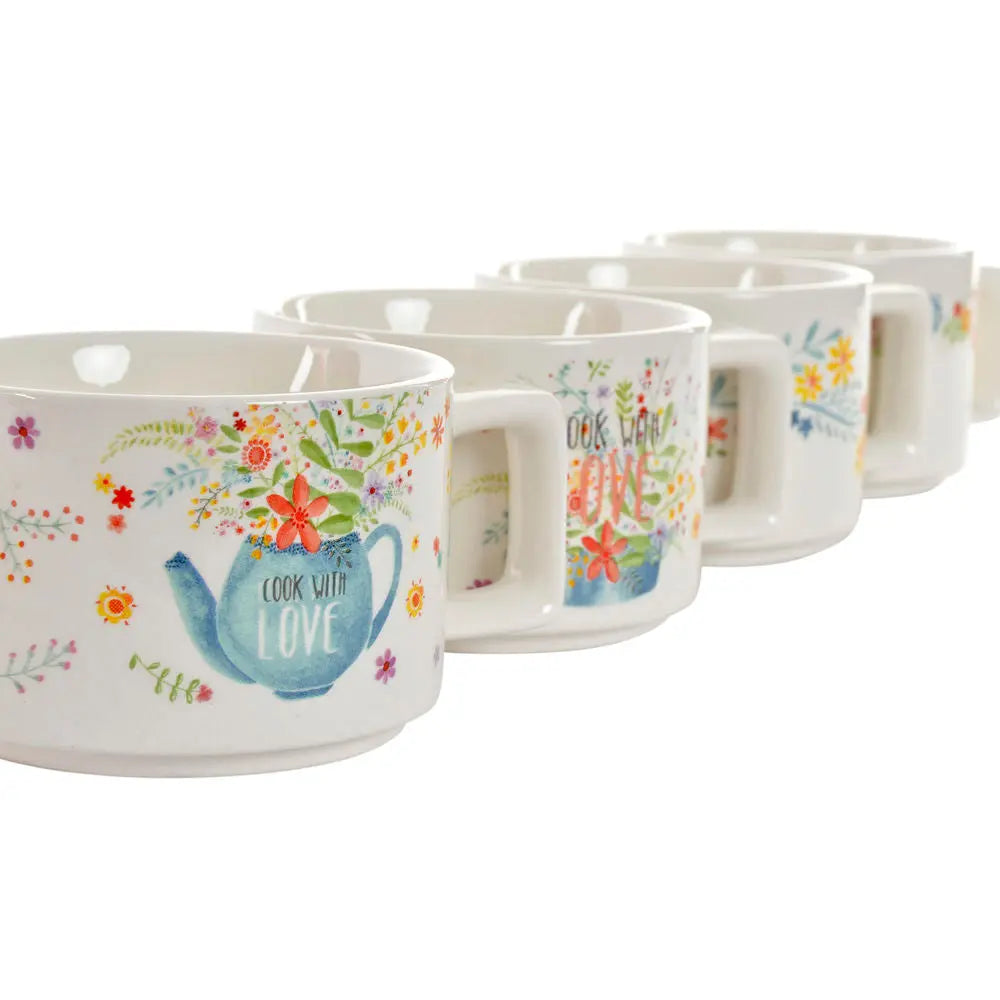 Ensemble de tasses à café DKD Home Decor Métal Bambou Dolomite (260 ml) (4 pcs) Mamm
