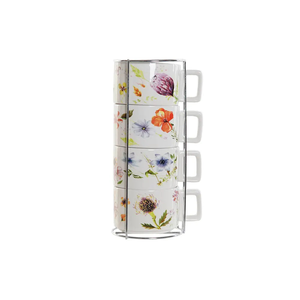 Ensemble de tasses à café DKD Home Decor Métal Dolomite (13 x 9,5 x 6,5 cm) (4 pcs) (260 ml) Mamm