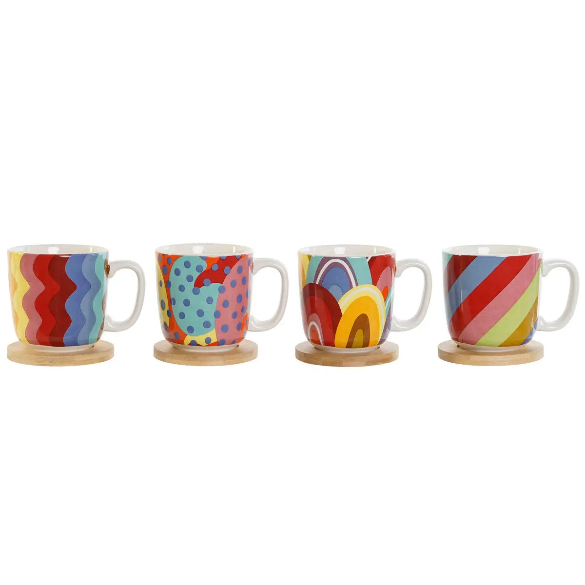 Ensemble de tasses à café DKD Home Decor Multicouleur Corail Bambou Dolomite 180 ml Mamm