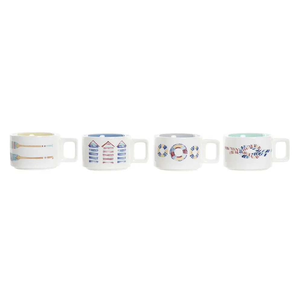 Ensemble de tasses à café DKD Home Decor Multicouleur Dolomite (260 ml) Mamm