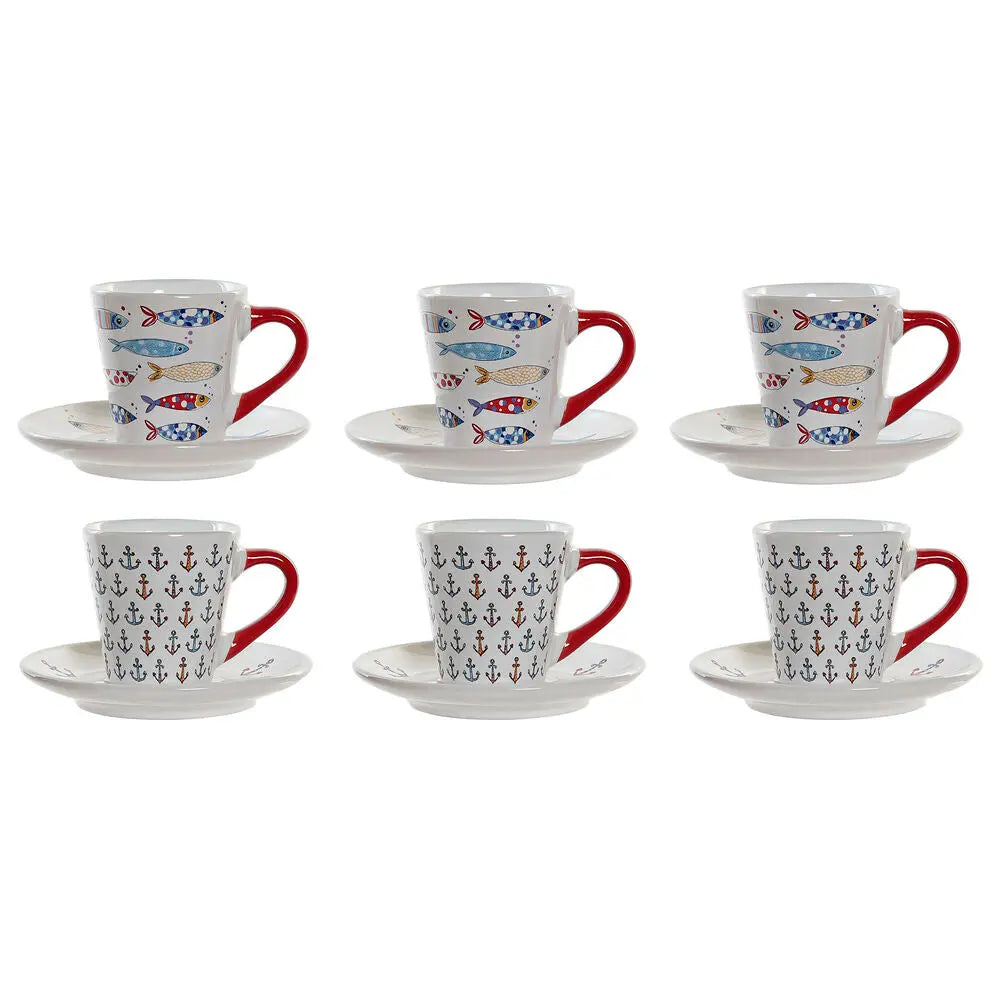 Ensemble de tasses à café DKD Home Decor Multicouleur Grès (130 ml) Mamm
