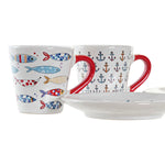 Ensemble de tasses à café DKD Home Decor Multicouleur Grès (130 ml) Mamm