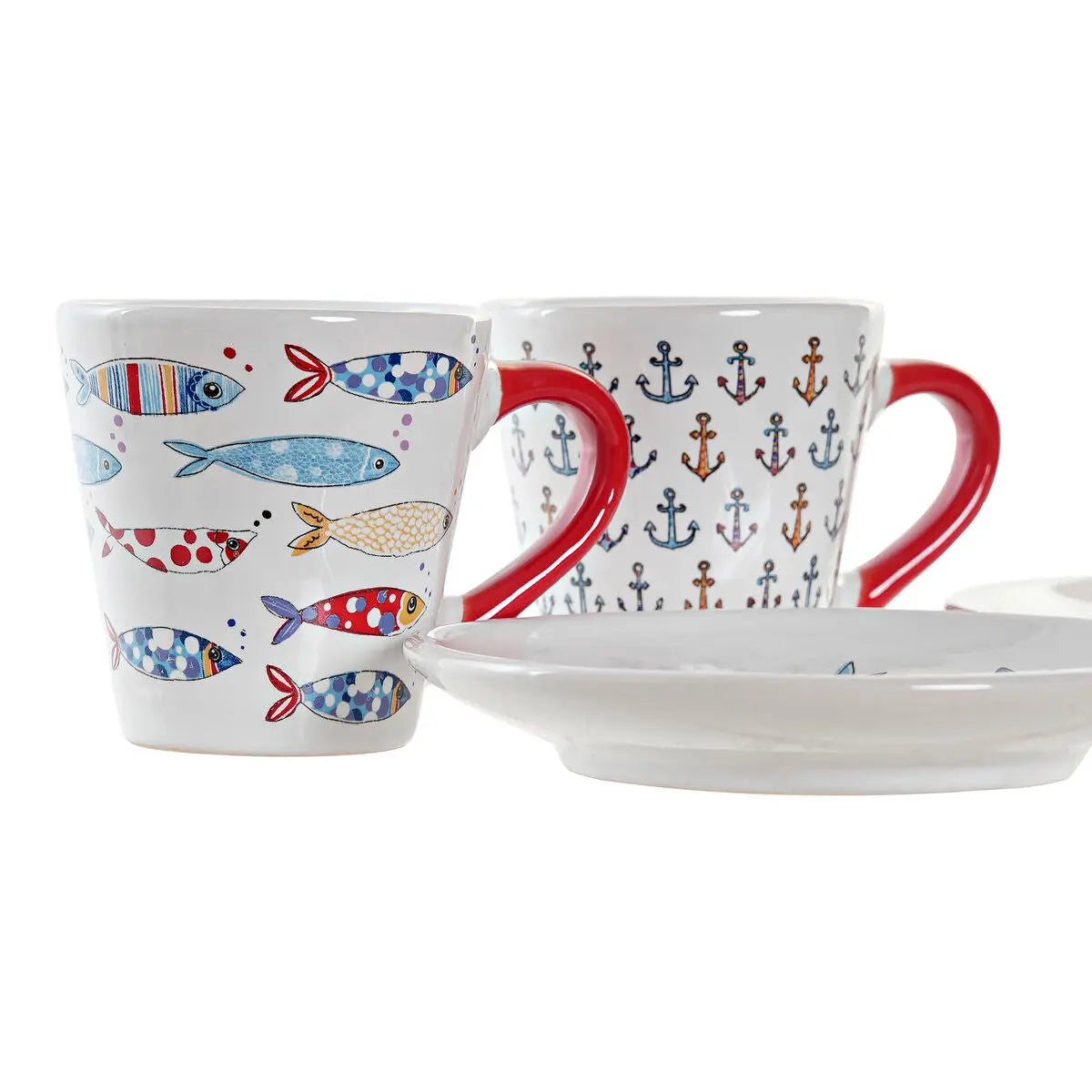 Ensemble de tasses à café DKD Home Decor Multicouleur Grès (130 ml) Mamm