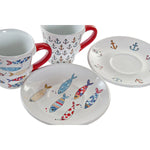 Ensemble de tasses à café DKD Home Decor Multicouleur Grès (130 ml) Mamm