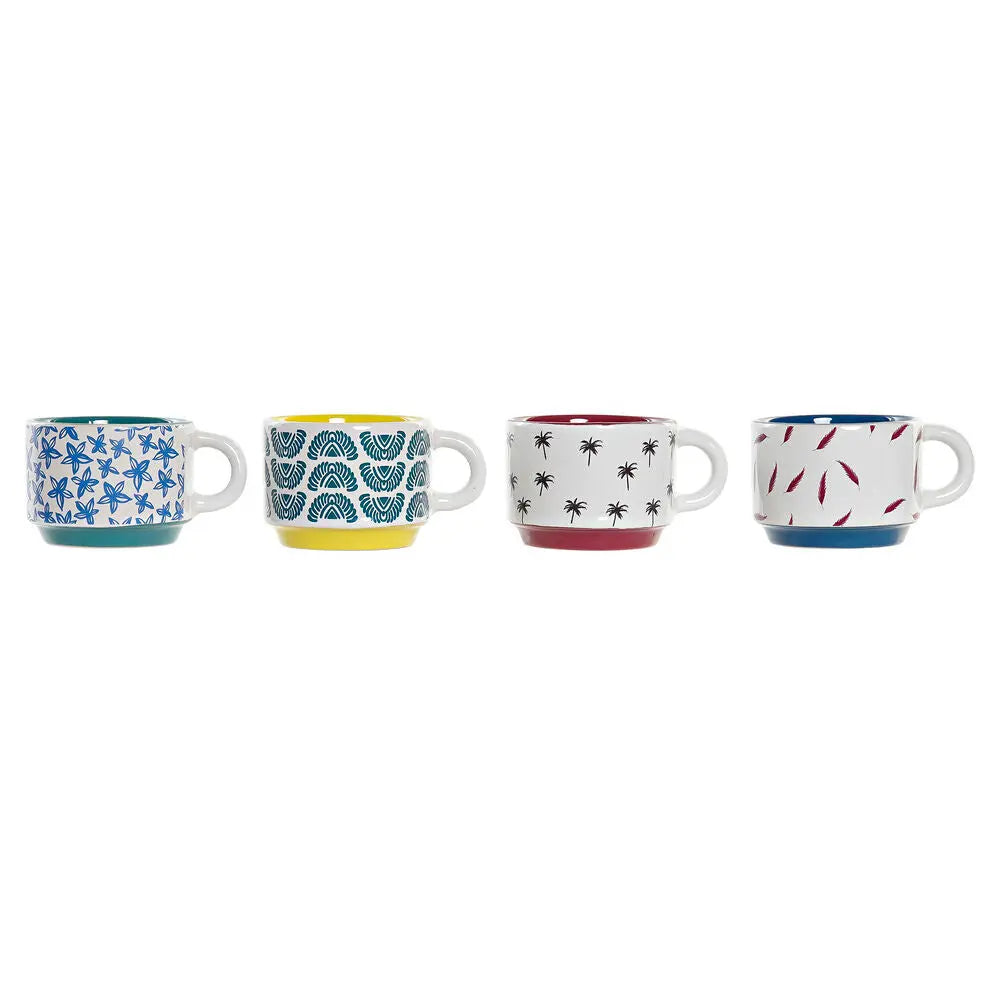 Ensemble de tasses à café DKD Home Decor Multicouleur Grès (150 ml) Mamm