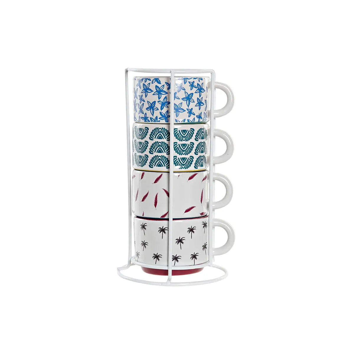Ensemble de tasses à café DKD Home Decor Multicouleur Grès (150 ml) Mamm