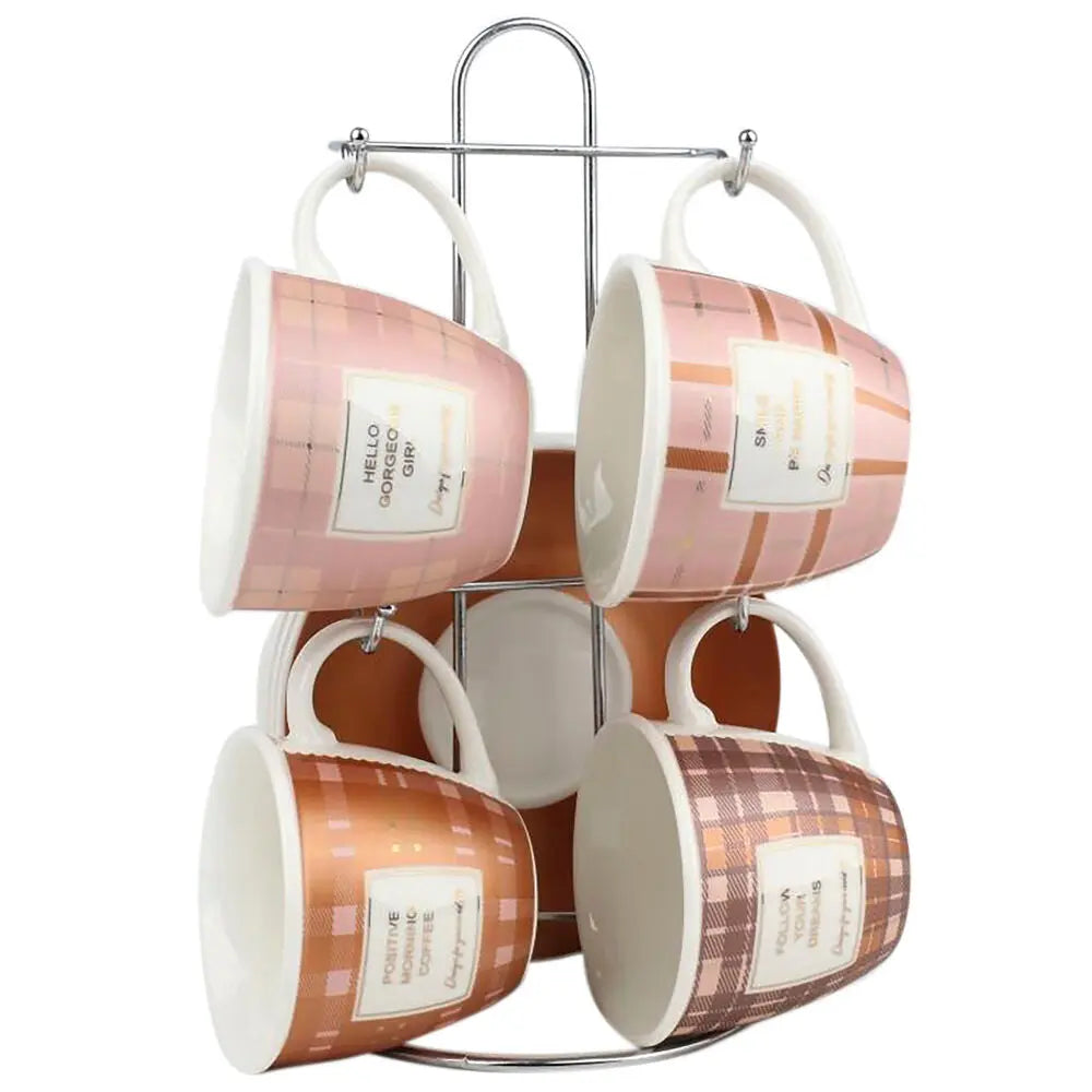 Ensemble de tasses à café DKD Home Decor Rose Marron Porcelaine Bone China (210 ml) Mamm