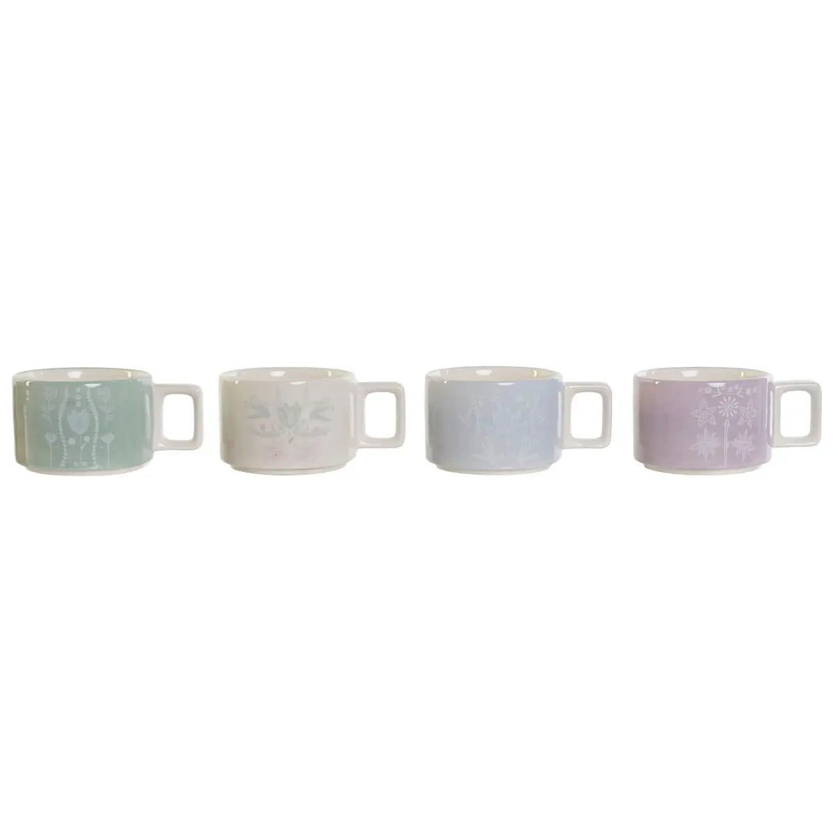 Ensemble de tasses à café DKD Home Decor Vert Bleu ciel Lila Métal Bambou 260 ml Mamm